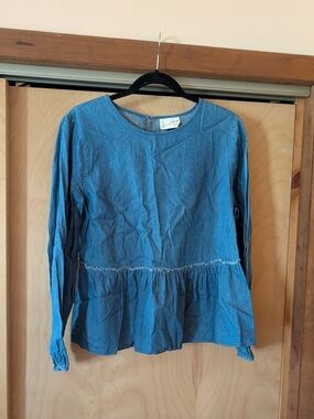 Universal Thread Blue Denim Peplum Blouse